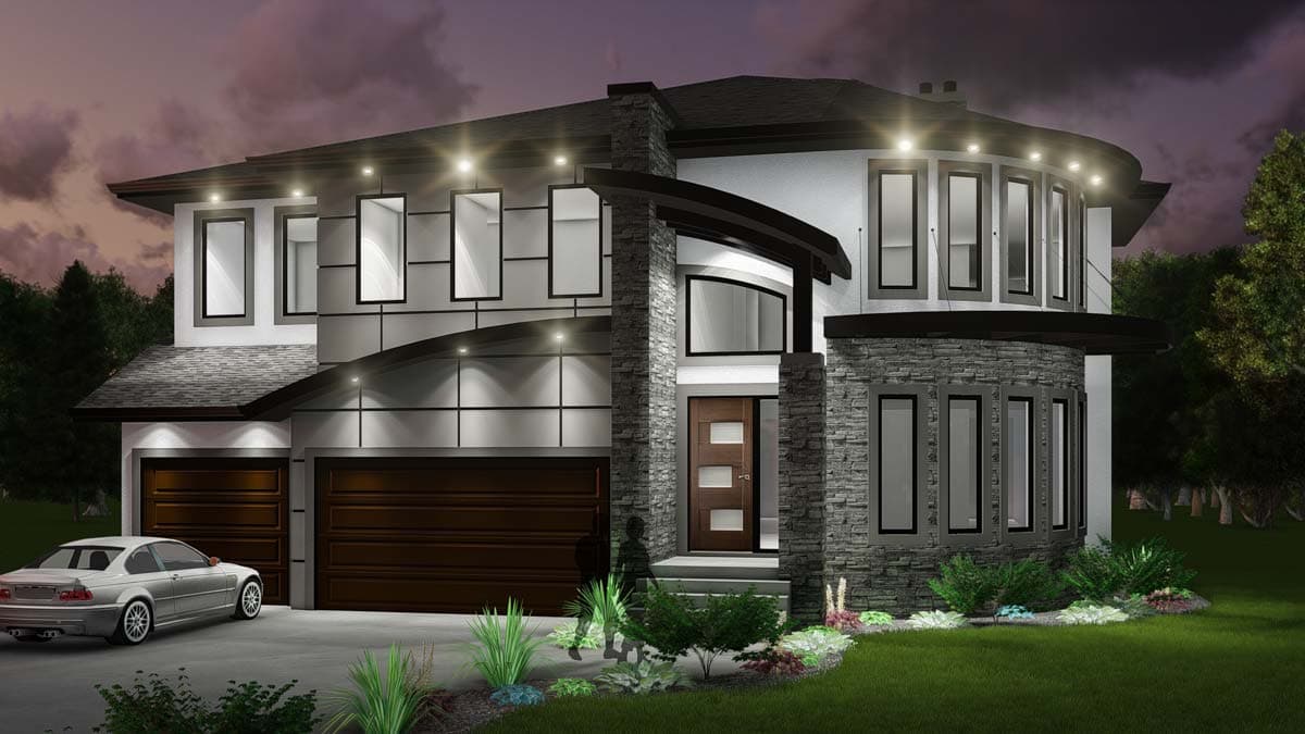 Plan 81690AB: Modern House Plan with Curved Stair Wall - Image #4 - Modern, Northwest