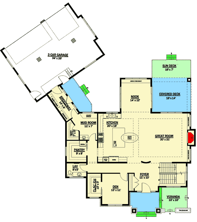 Plan 81691AB: Contemporary House Plan with Good Looks and Excellent Storage - Floor Plan - Main Level - Contemporary, Northwest
