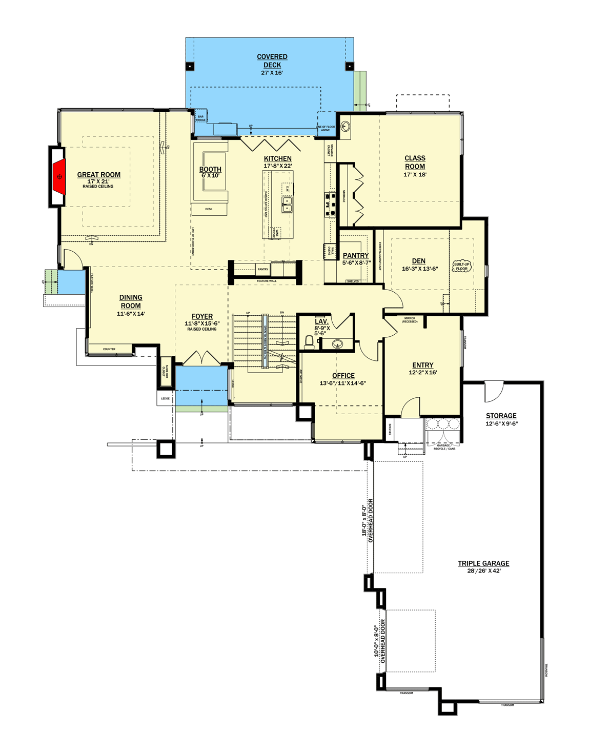 Plan 81695AB: Luxury Modern House Plan with Upstairs Master Retreat - Floor Plan - Main Level - Contemporary, Mid Century Modern, Modern, Northwest