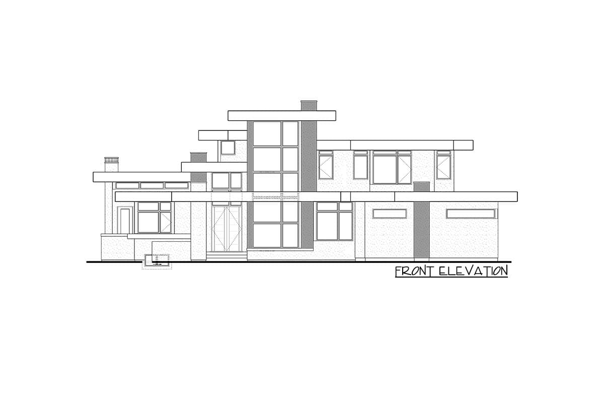 Plan 81695AB: Luxury Modern House Plan with Upstairs Master Retreat - Image #4 - Contemporary, Mid Century Modern, Modern, Northwest