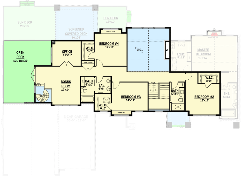 Plan 81696AB: Rugged Modern Mountain Craftsman House Plan with Man Cave and Optional Finished Lower Level - Floor Plan - 2nd Floor - Craftsman, Mountain, New American, Northwest, Rustic