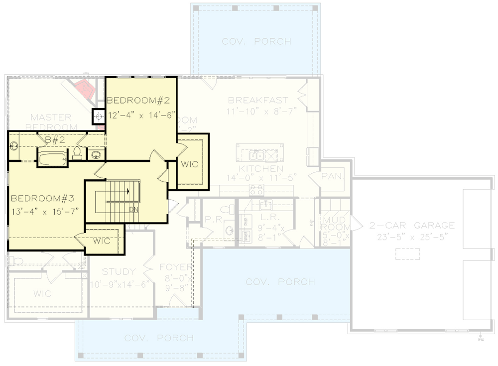 Plan 25634GE: Exciting Farmhouse with Wrap-Around Porch - 2708 Sq Ft - Floor Plan - 2nd Floor - Cottage, Country, Farmhouse