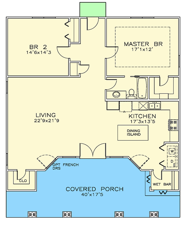 Plan 530022UKD: Small 2-Bed House Plan with Tiny House Plan Cousins - Floor Plan - Main Level - Cottage, Craftsman, Rustic, Vacation