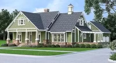 Craftsman with Porches, Pergola and 2 Upstairs Bedrooms