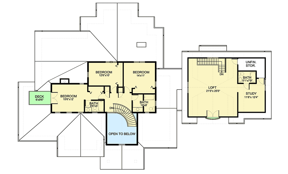 Plan 640000SRA: Prairie Craftsman House Plan with Garage Loft - Floor Plan - Second Level - Craftsman, Northwest, Prairie