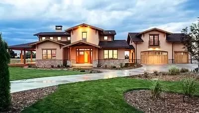 Prairie Craftsman House Plan with Garage Loft