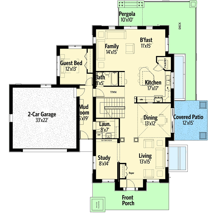 Plan 640002SRA:  Modern Mountain Retreat - Floor Plan - Main Level - Mountain, Northwest