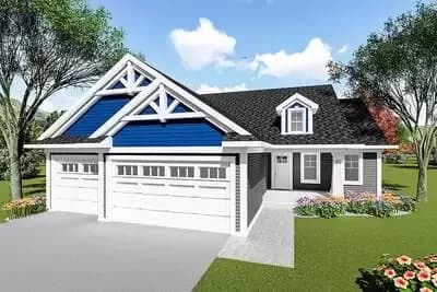 Craftsman Ranch House Plan - 1583 Sq Ft