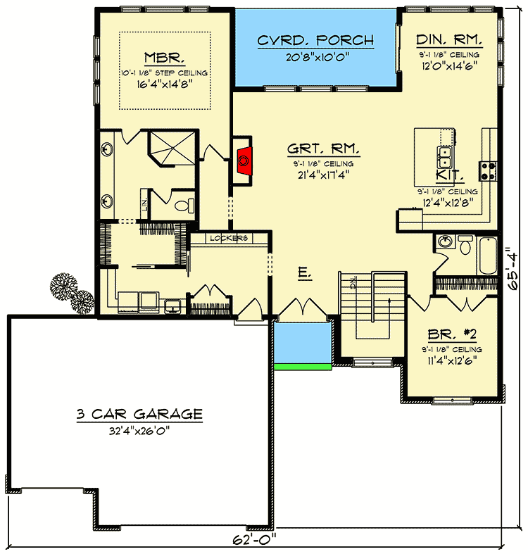 Plan 890049AH: Two Bedroom Contemporary Ranch House Plan - Floor Plan - Main Level - Northwest, Prairie, Ranch