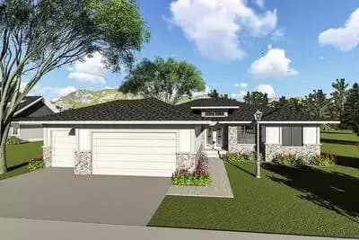 Two Bedroom Contemporary Ranch House Plan