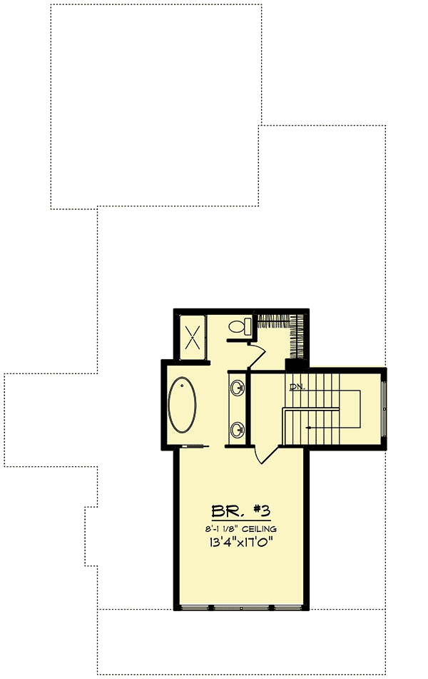Plan 890051AH: 3-Bed House Plan with Gambrel Roof - Floor Plan - 2nd Floor - Barndominium, Country, Farmhouse, Traditional