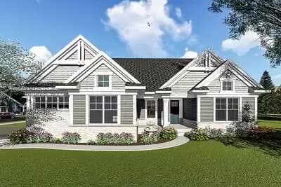 Two Bedroom Craftsman Ranch House Plan