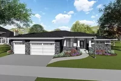 One Level Prairie Style House Plan