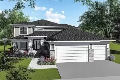 Two-Story Prairie Style House Plan