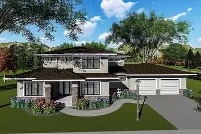 Prairie Style House Plan with In-Law Suite