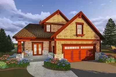 Rustic Craftsman House Plan for a Narrow Lot