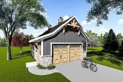 2-Car Detached Garage Plan with Craftsman Touches