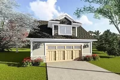 840 Sq Ft Two Car Garage with 552 Sq Ft Loft Above