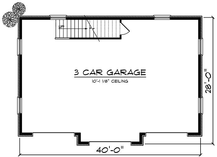 Plan 890043AH: Elegant Three Car Garage with Loft - Floor Plan - Main Level - Carriage
