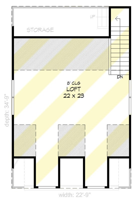 Plan 68501VR: Detached Garage with Loft Above - Floor Plan - 2nd Floor