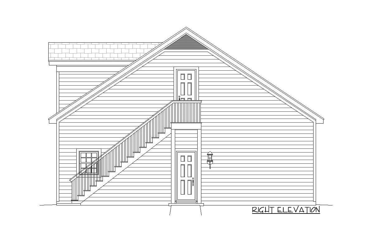 Plan 68502VR: 791 Sq Ft Detached Garage with Loft and Front & Side Load Combination - Image #5 - Country, Traditional
