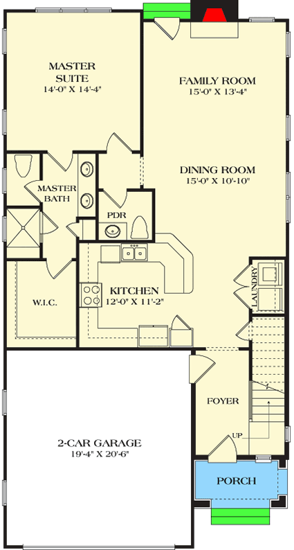 Plan 17816LV: Craftsman for a Narrow Lot - Floor Plan - Main Level - Craftsman, Northwest