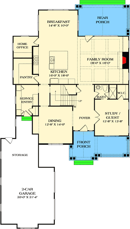 Plan 17819LV: Rustic Craftsman House Plan with Third Floor Bonus Room - Floor Plan - Main Level - Craftsman, Northwest, Rustic