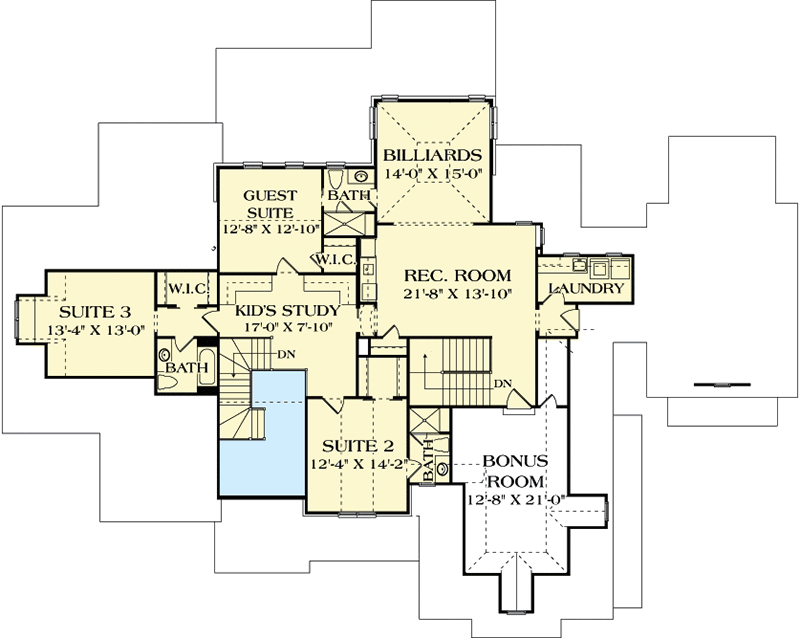 Plan 17821LV:  Craftsman House Plan with Upstairs Billiards and Rec Rooms - Floor Plan - 2nd Floor - Craftsman, European, Northwest