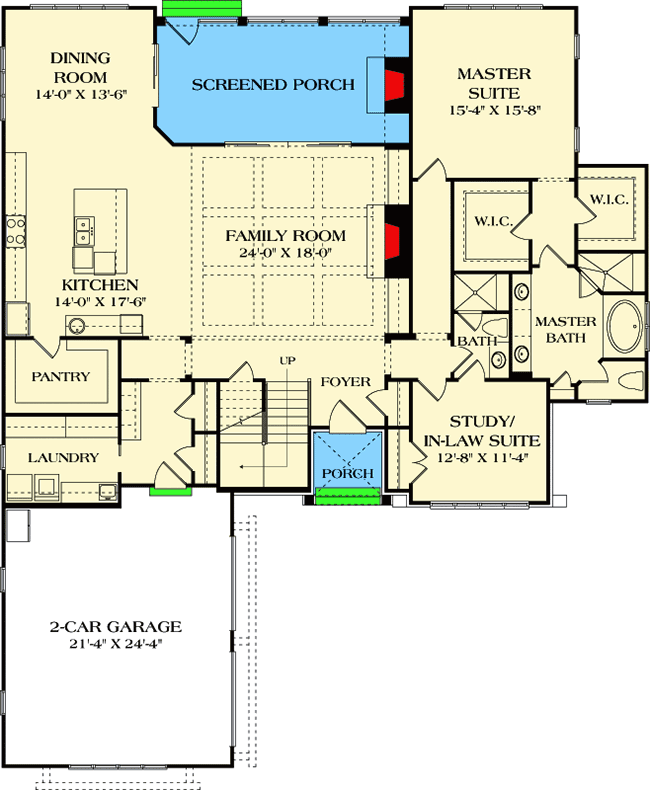 Plan 17815LV: Rustic European Cottage - Floor Plan - Main Level - Craftsman, European