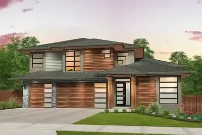 Three Level Prairie Style House Plan