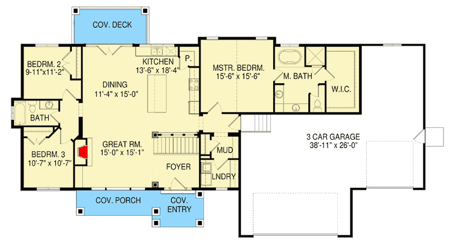 Plan 290041IY: Craftsman Ranch with Optional Finished Lower Level - Floor Plan - Main Level - Craftsman, Northwest, Ranch