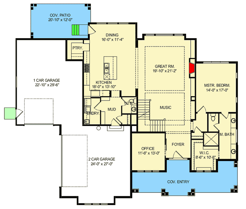 Plan 290047IY: Chic 3250 Square Foot Modern Farmhouse - Floor Plan - Main Level - Farmhouse, Modern Farmhouse