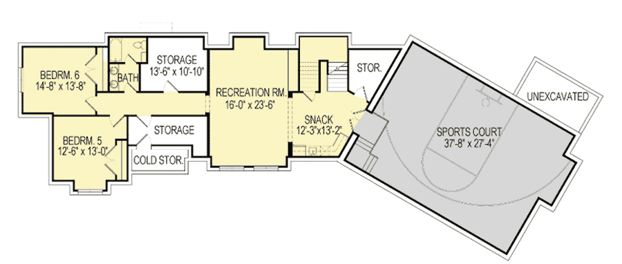 Plan 290050IY: Craftsman House Plan with Optional Sports Court - Floor Plan - Optional Lower Level - Craftsman, Farmhouse, Modern Farmhouse, Mountain, New American, Traditional