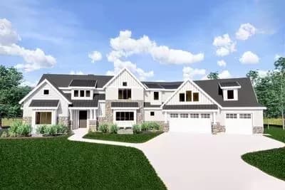 Craftsman House Plan with Optional Sports Court