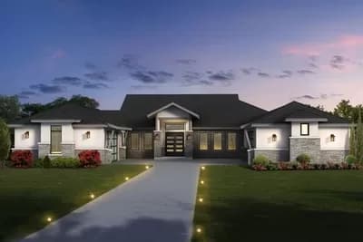 Modern Hill Country House Plan with Split Bedrooms