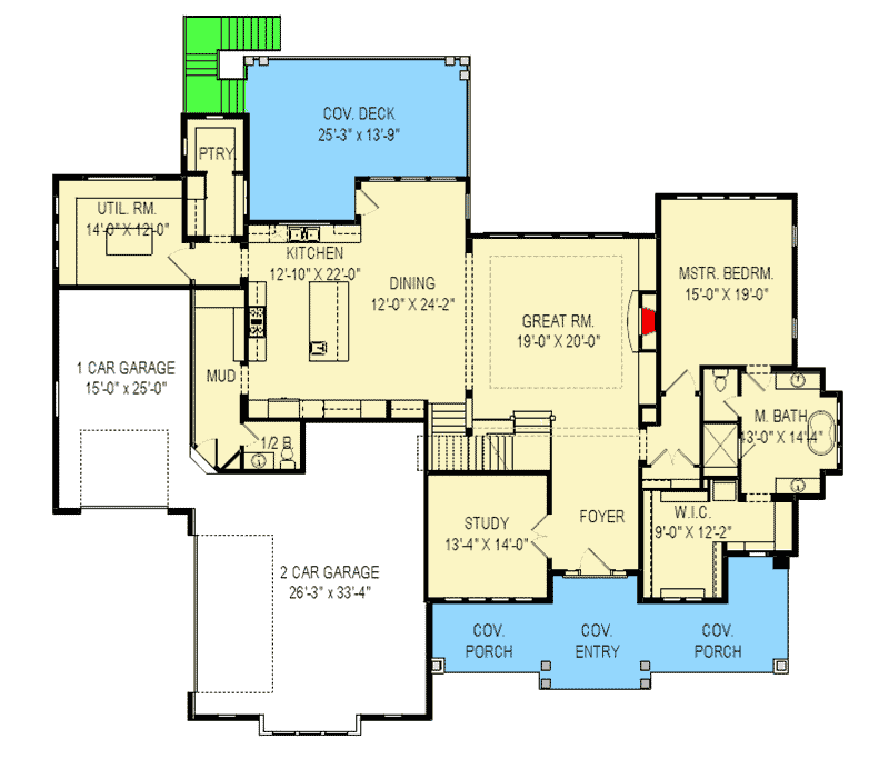 Plan 290052IY: Well-Designed Craftsman House Plan - Floor Plan - Main Level - Craftsman, Northwest, Traditional