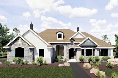 Expandable Two Bedroom European House Plan