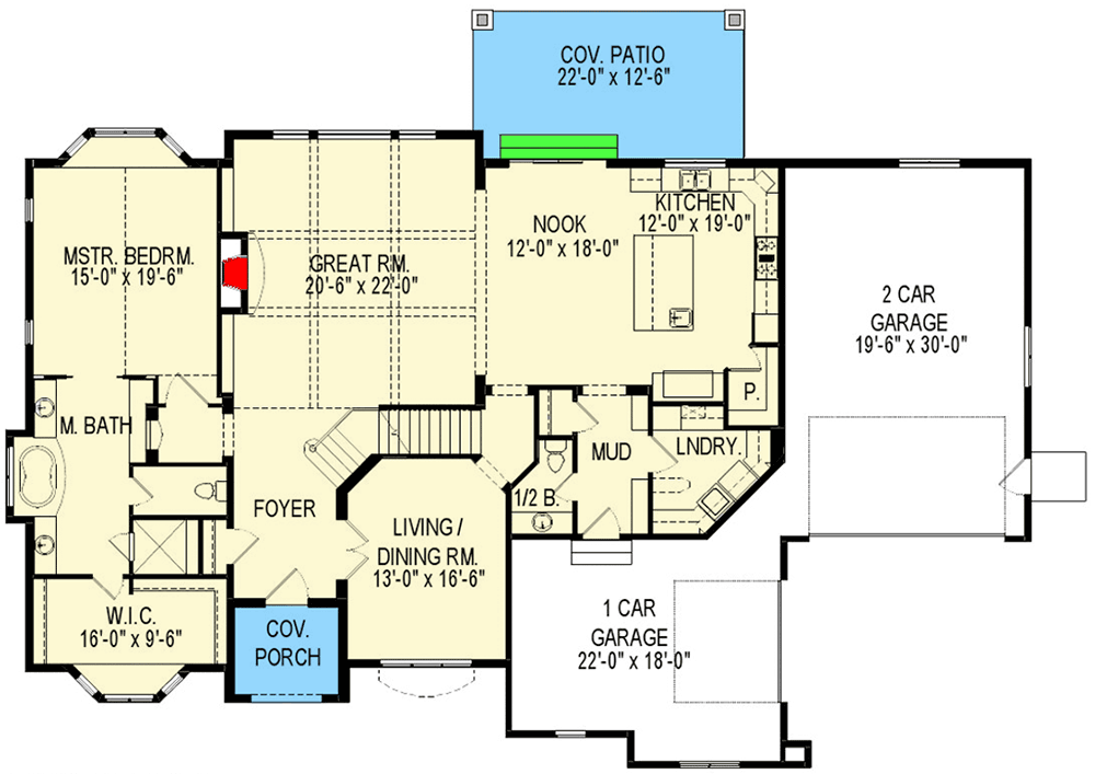 Plan 290060IY: European House Plan with Optional Finished Lower Level - Floor Plan - Main Level - European, French Country, Transitional