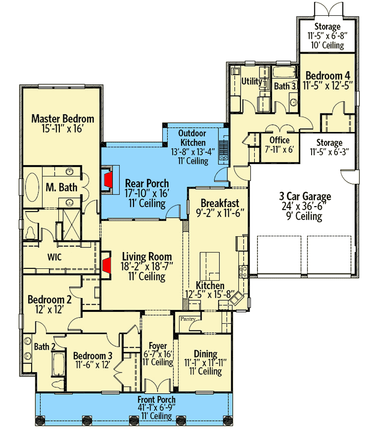 Plan 860010MCD: Southern Beauty - Floor Plan - Main Level - Acadian, Louisiana-Style, Southern