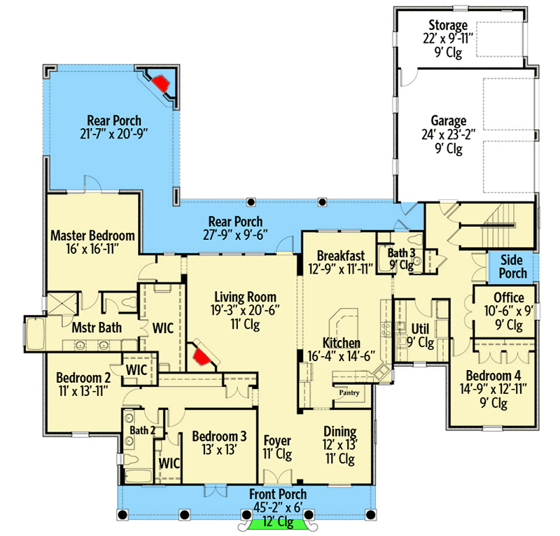 Plan 860014MCD: Southern Traditional House Plan With Large Bonus Room - Floor Plan - Main Level - Acadian, Louisiana-Style, Southern, Traditional
