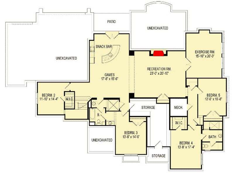 Plan 290062IY: Elegant European House Plan with Finished Lower Level - Floor Plan - Lower Level - European