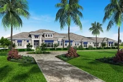 L-Shaped Expansive Coastal Contemporary House Plan - 4285 Sq Ft