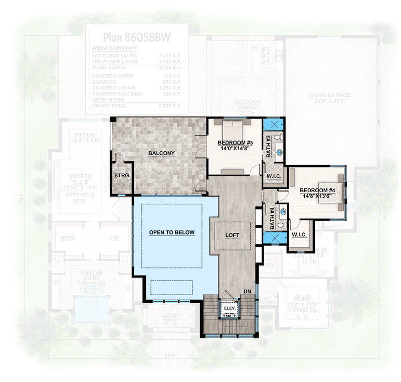 Plan 86058BW: Coastal Contemporary Home Plan with Outdoor Living - 4350 Sq Ft - Floor Plan - 2nd Floor - Coastal Contemporary, Contemporary, Florida-Style, Modern