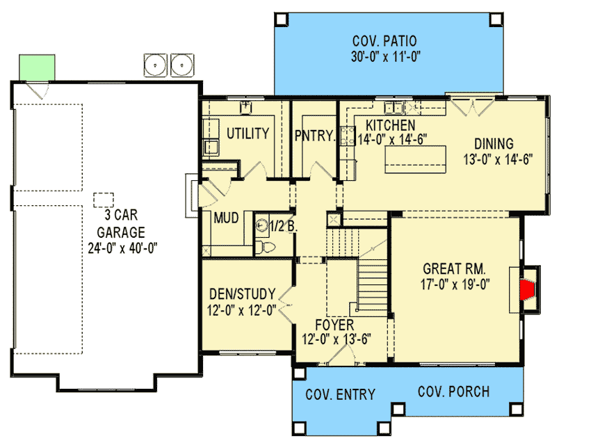 Plan 290078IY: Craftsman House Plan with the Potential for Six Bedrooms - Floor Plan - Main Level - Craftsman, Northwest