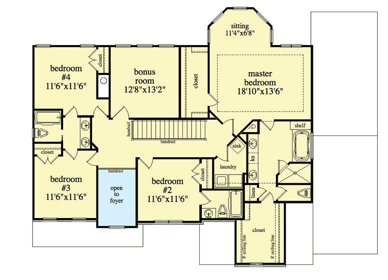 Plan 29890RL: Traditional House Plan with Expansive Screened Porch  - Floor Plan - 2nd Floor - Traditional
