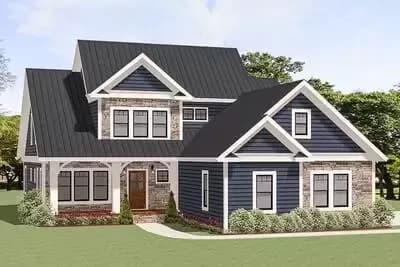 Traditional House Plan with Two-Story Family Room