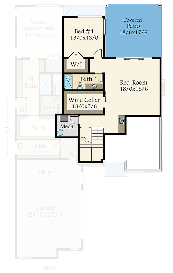 Plan 85213MS: Angular Modern House Plan with Master On Main - 3639 Sq Ft - Floor Plan - Lower Level - Modern, Northwest