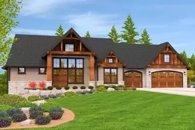 Craftsman House Plan With Vaulted Main Floor and Finished Lower Level - 2627 Sq Ft