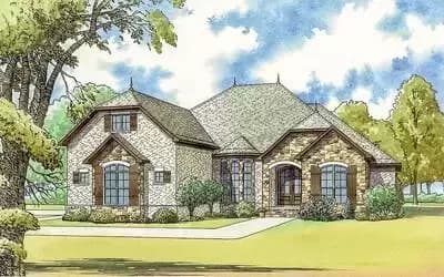 3-Bed French Country House Plan With Bonus Room Over Garage - 2275 Sq Ft