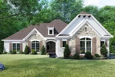 French Country House Plan With Vaulted Master Suite - 1901 Sq Ft